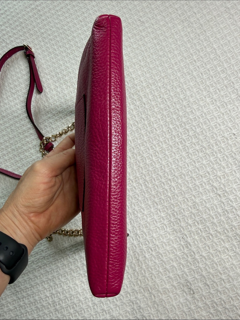 Coach Quinn crossbody in raspberry pink with gold hardware pebbled leather small - Picture 5 of 11